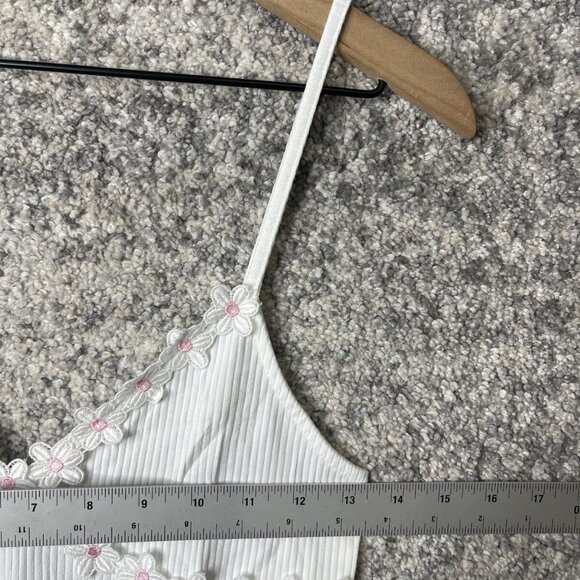 ASOS Designs White Pink Daisy Flowers Cami Slip Mini Dress Size 4 - Picture 5 of 7